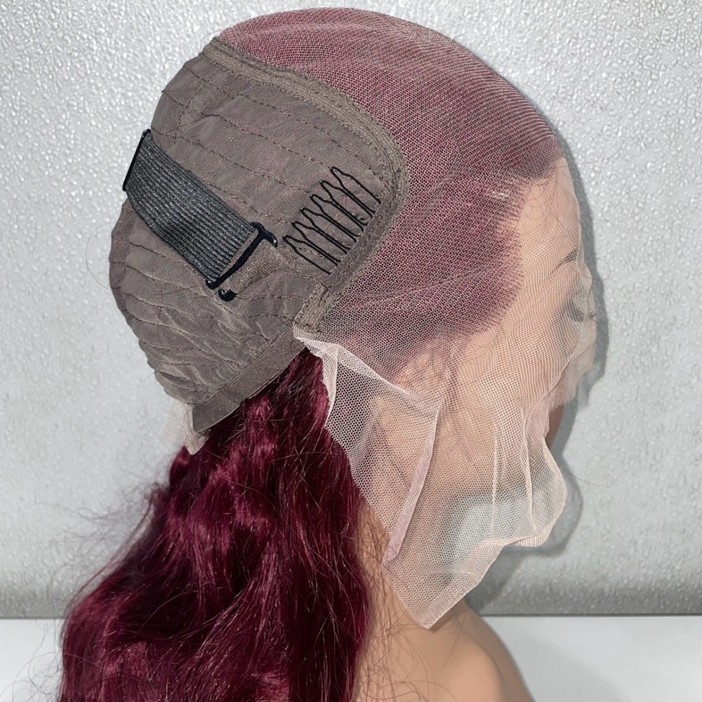 30in Burgundy 13x6 Lace Front Human Hair Body Wave Wig - Picture 9 of 11